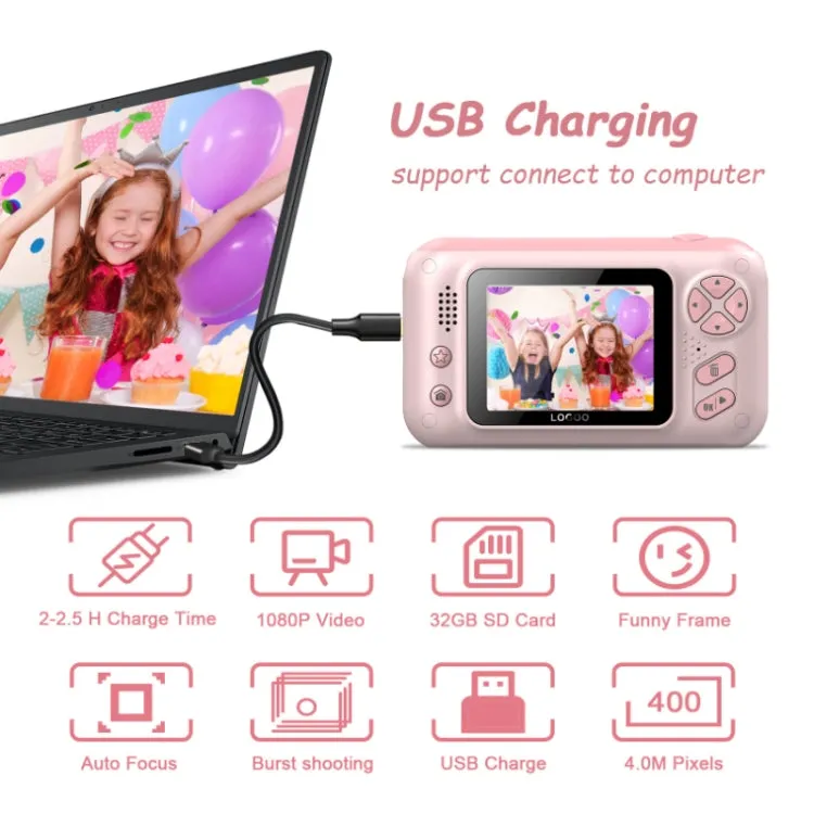 Kids HD Reversible 2.4-Inch SLR Camera with 1080P Video and Autofocus