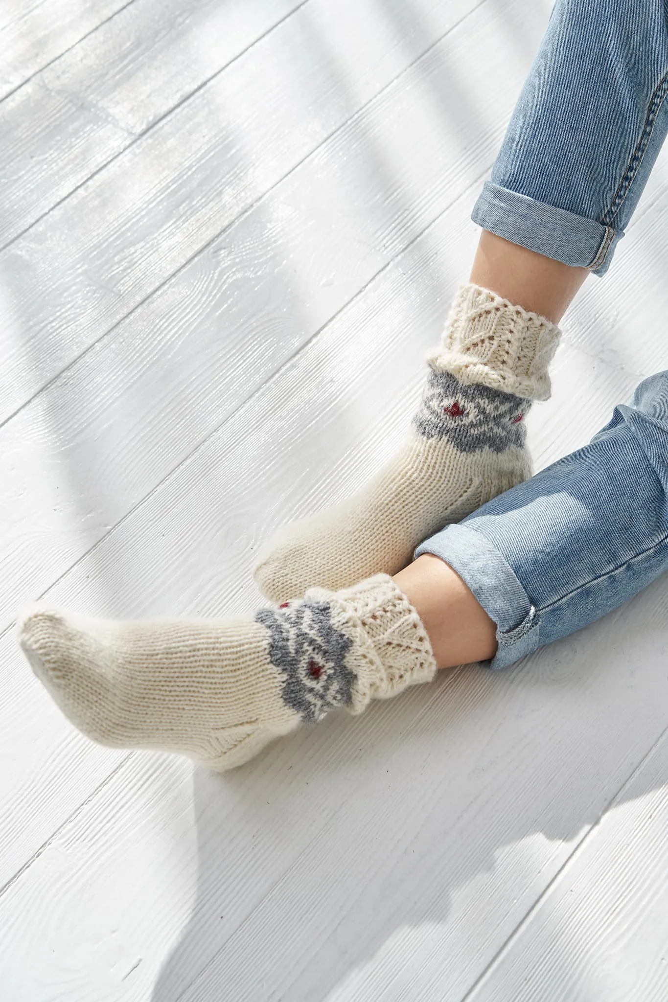 Knitted sheep-wool socks