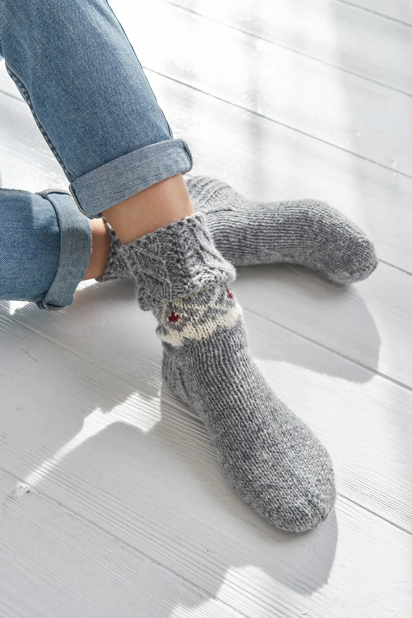 Knitted sheep-wool socks