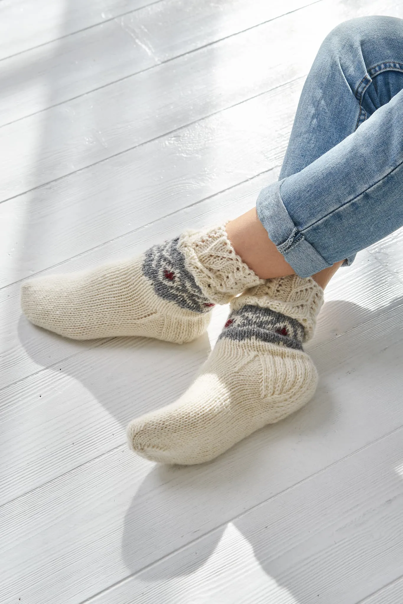 Knitted sheep-wool socks