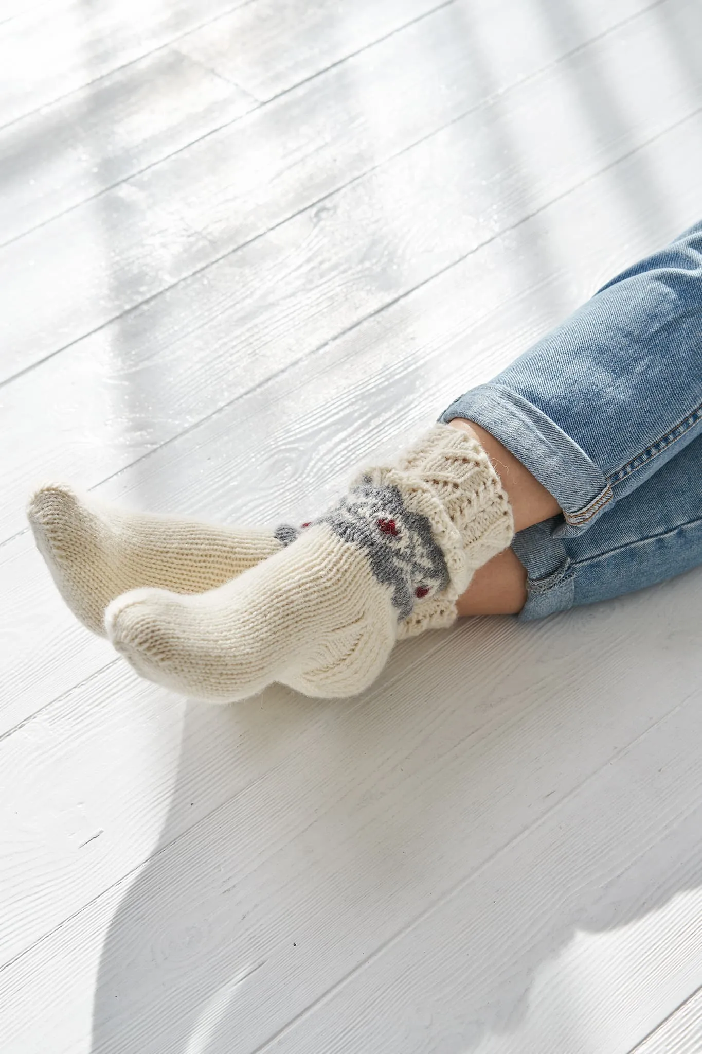 Knitted sheep-wool socks
