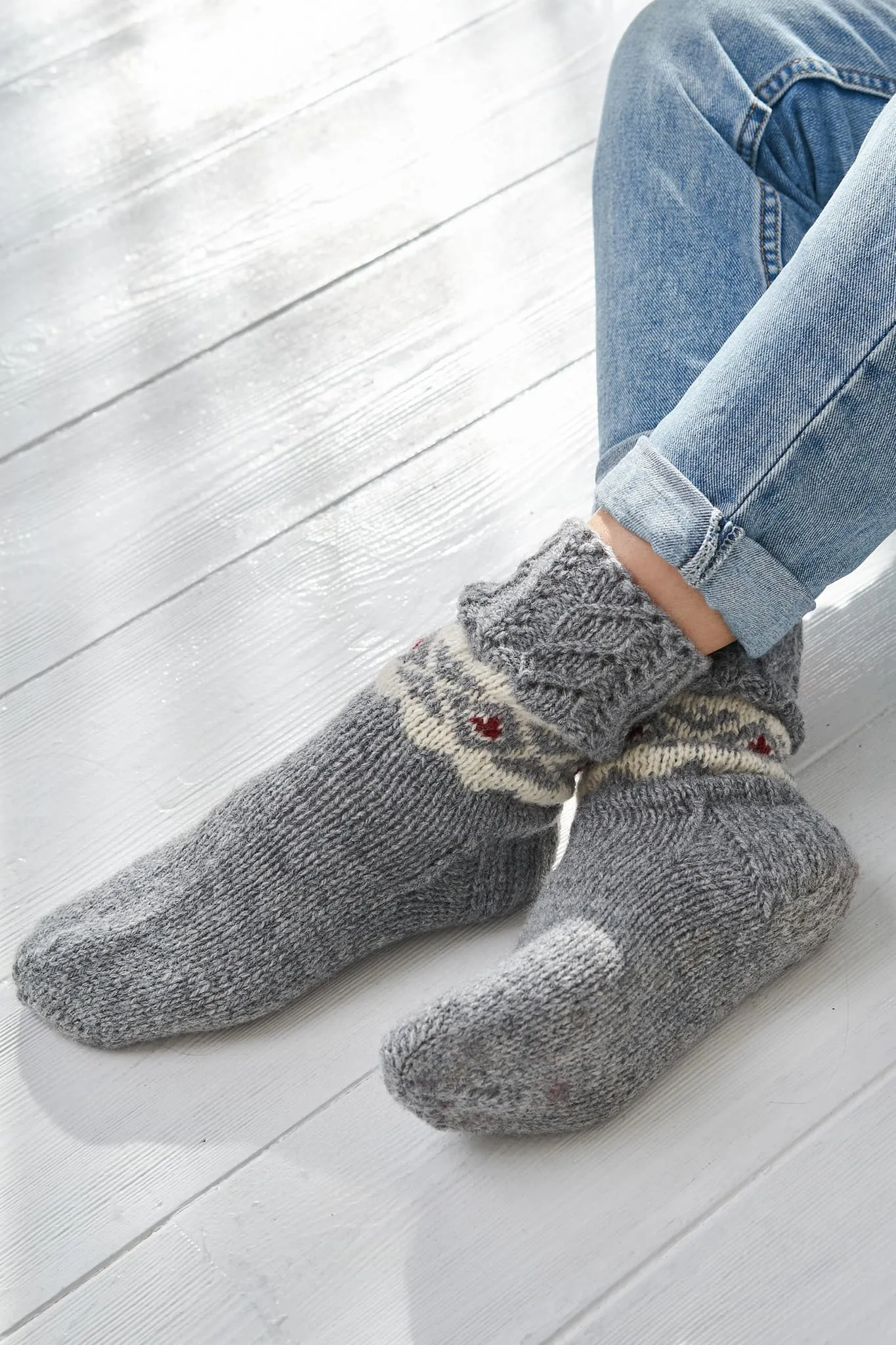 Knitted sheep-wool socks