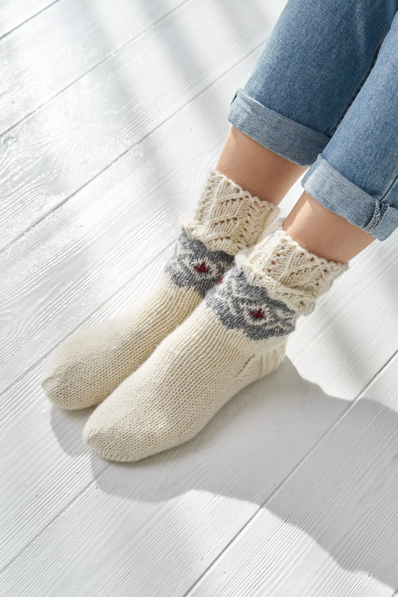 Knitted sheep-wool socks