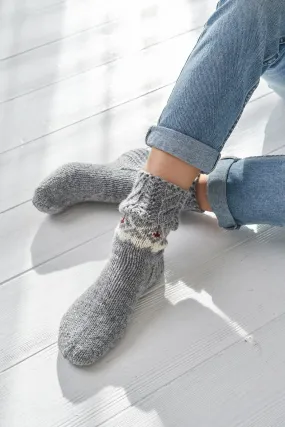 Knitted sheep-wool socks