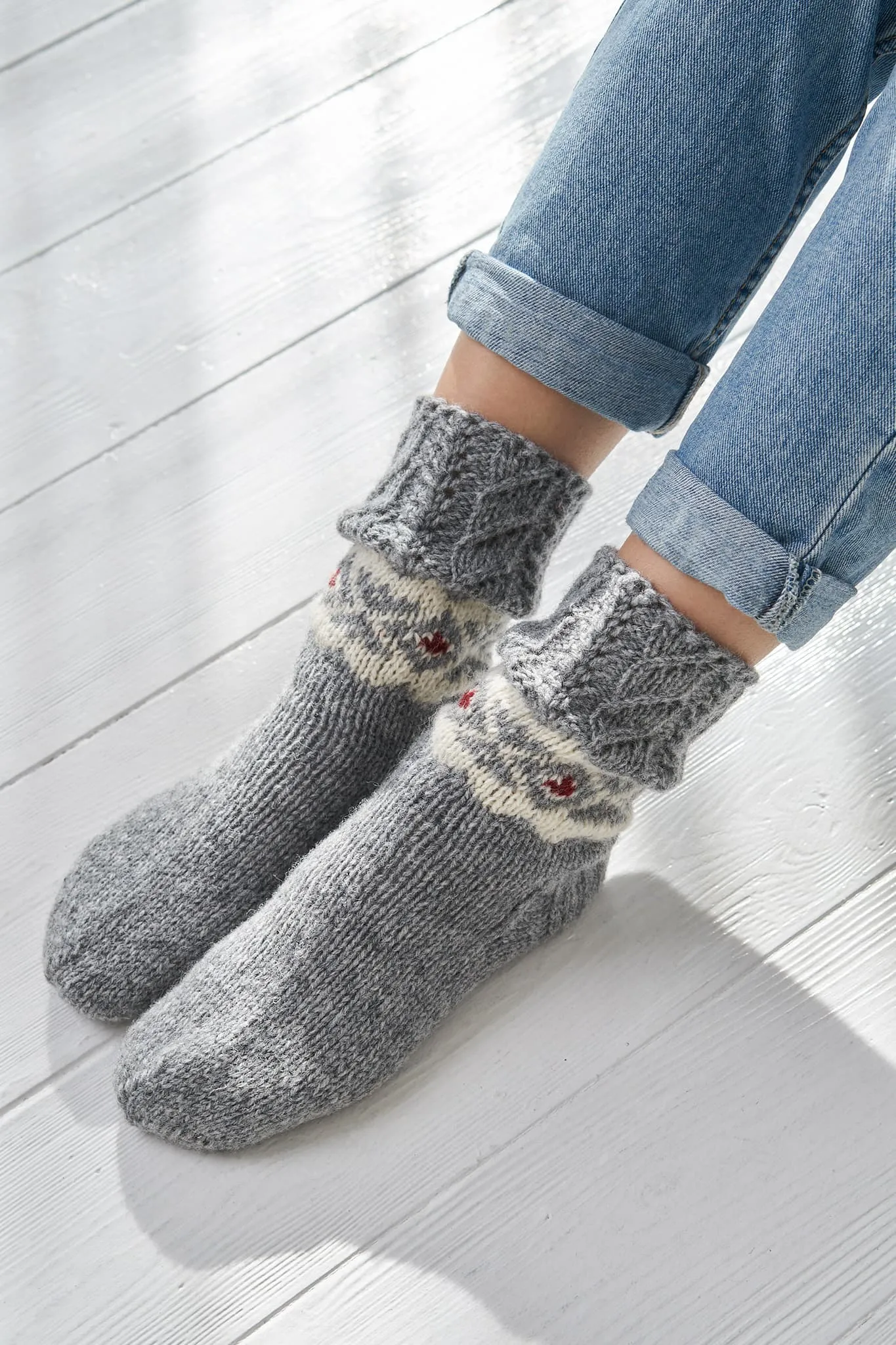 Knitted sheep-wool socks