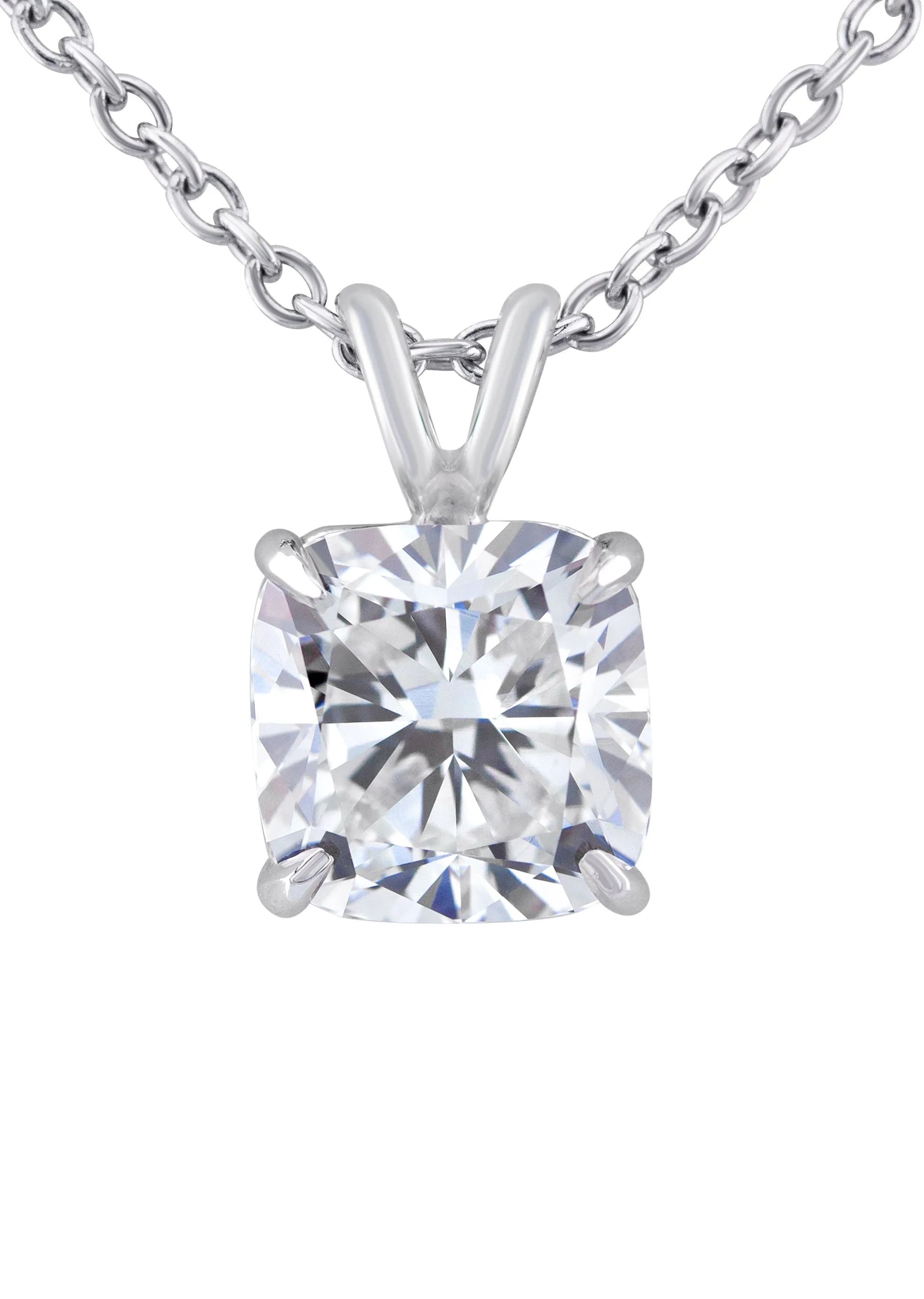 Lab Grown Cushion Diamond Solitaire Pendant /  Necklace