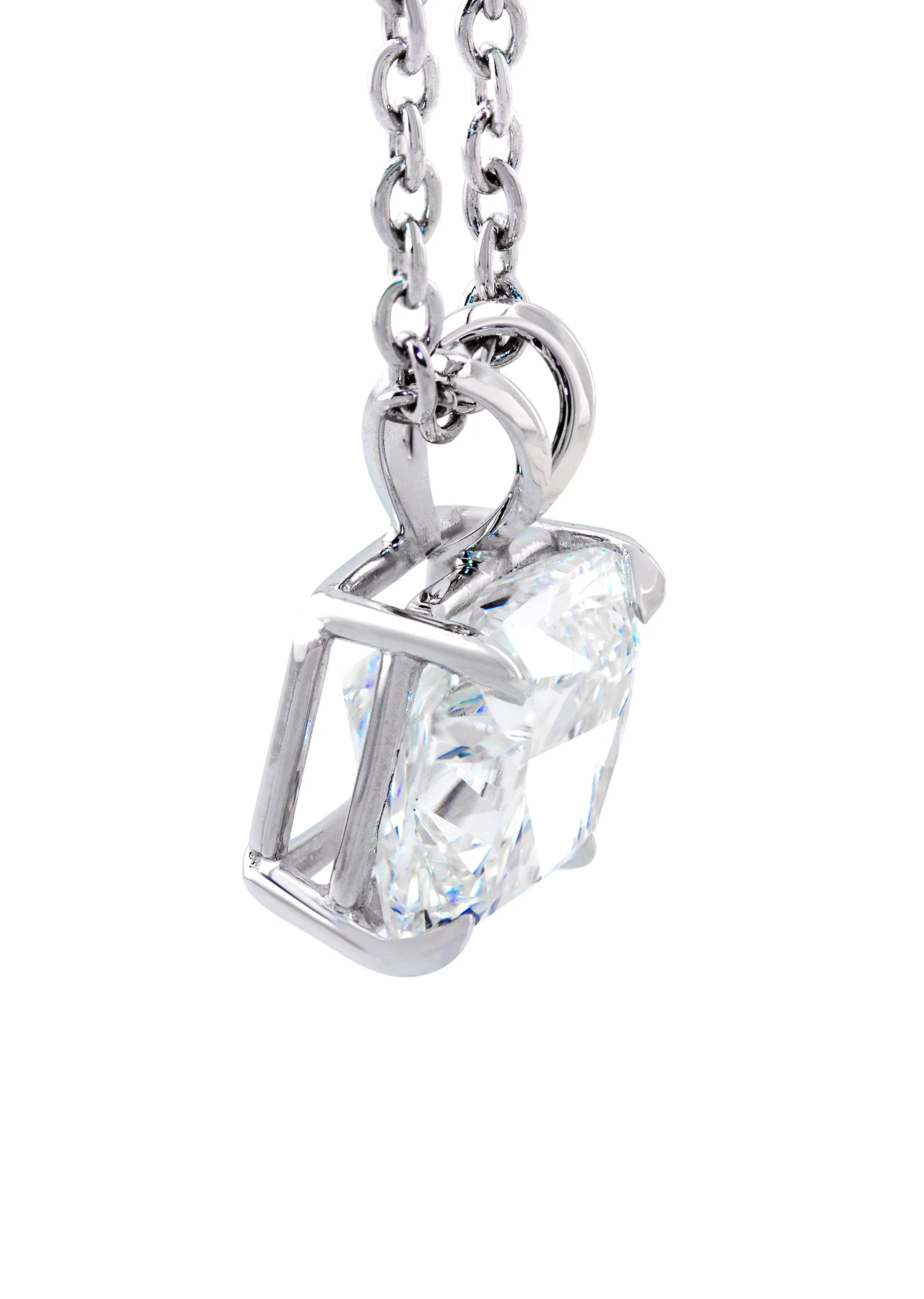 Lab Grown Cushion Diamond Solitaire Pendant /  Necklace