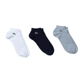 Lacoste Unisex Low-Cut Sports Socks 3 Pack - Silver Chine/Navy Blue/White