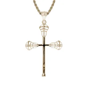 Lacrosse Cross Necklace | Gold