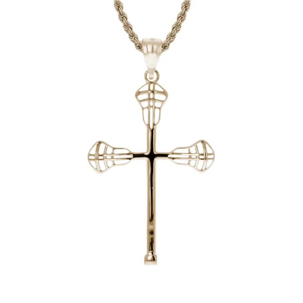 Lacrosse Cross Necklace | Gold