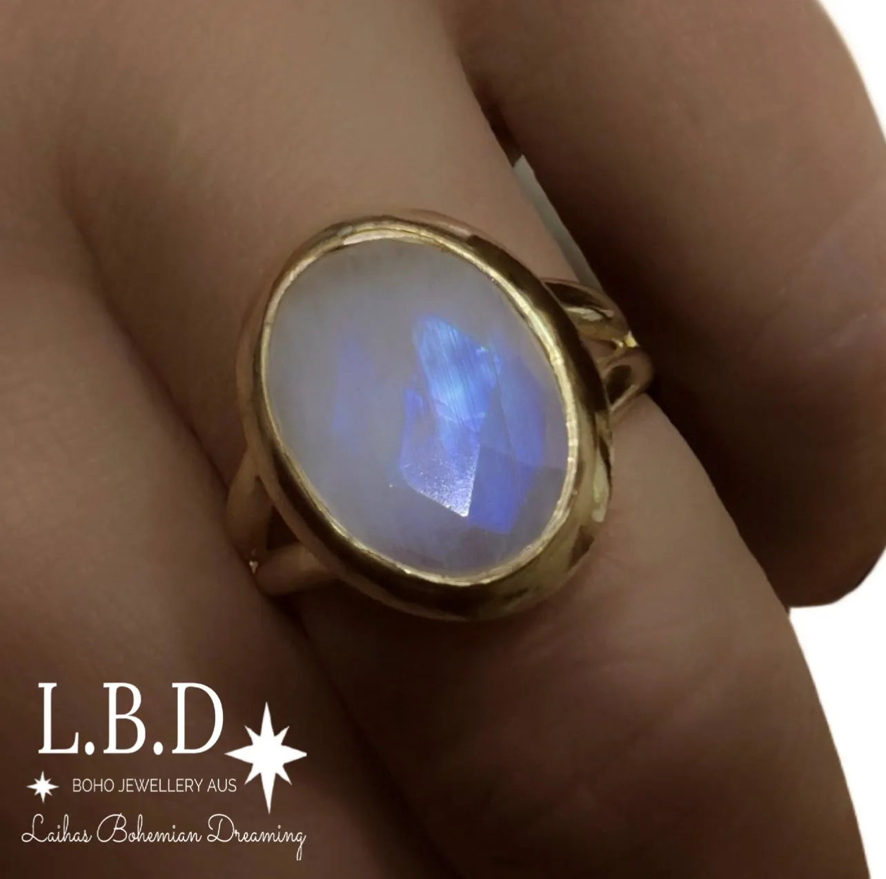 Laihas Iridescent Gold Moonstone Ring