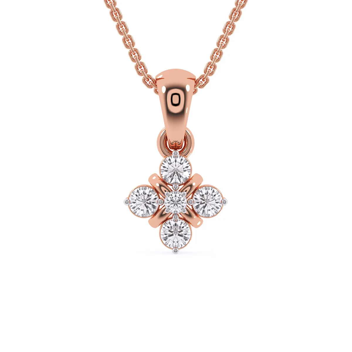 Latest Square Style Diamond Pendant In Rose Gold