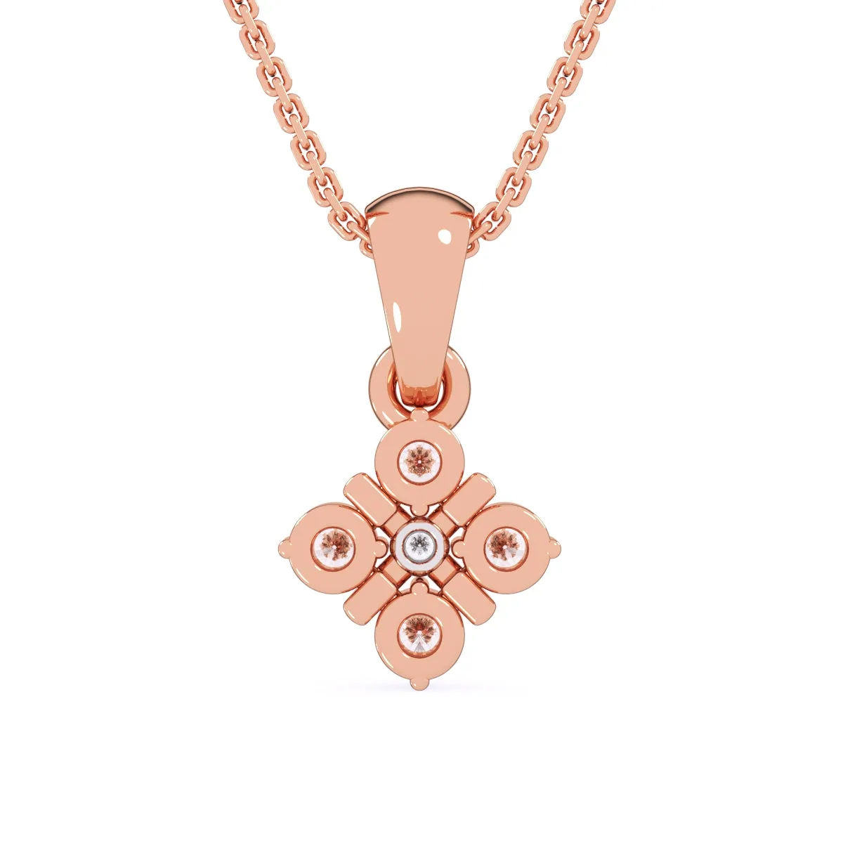 Latest Square Style Diamond Pendant In Rose Gold