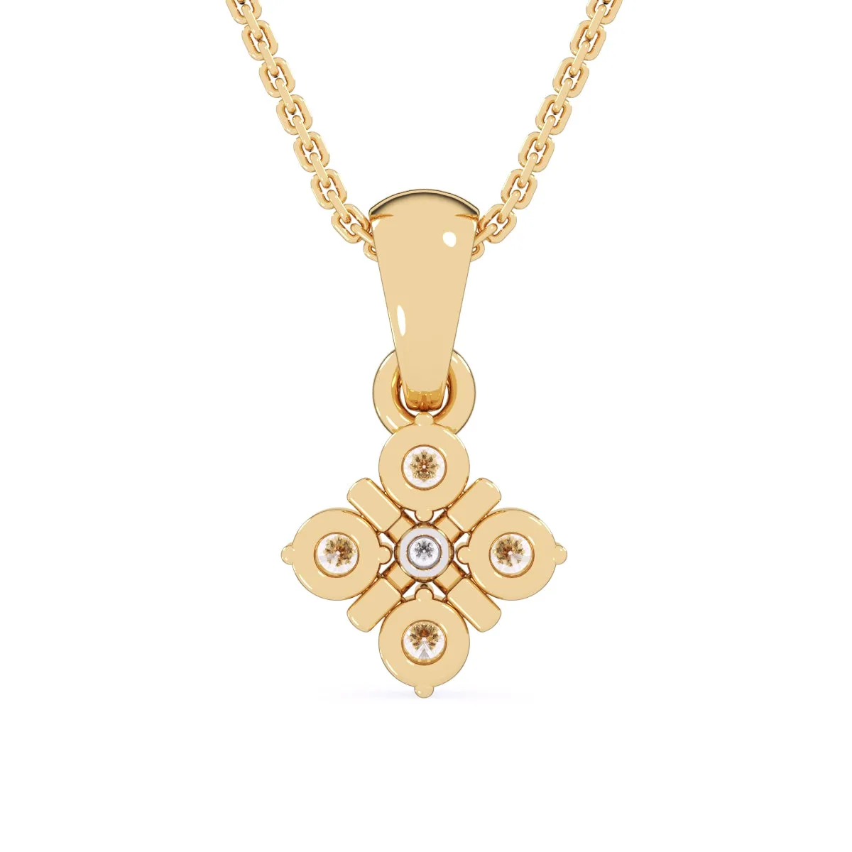 Latest Square Style Diamond Pendant In Rose Gold