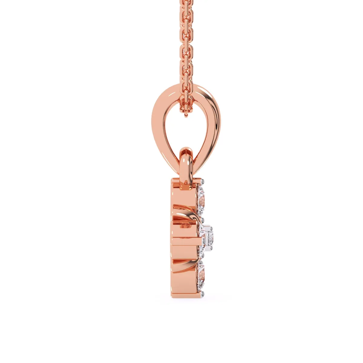 Latest Square Style Diamond Pendant In Rose Gold