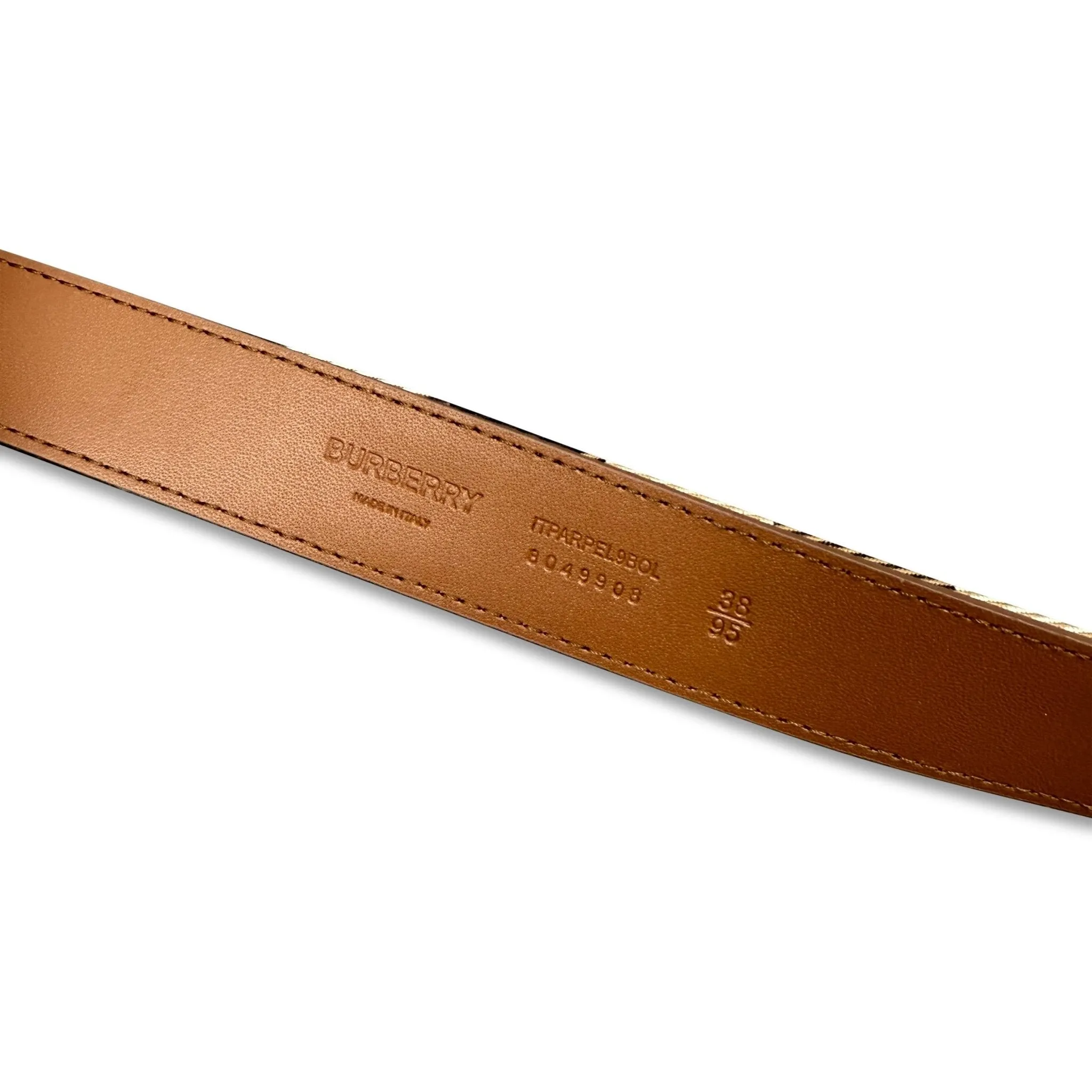 Leather/ Canvas Reversible House Check Belt Tan Brown
