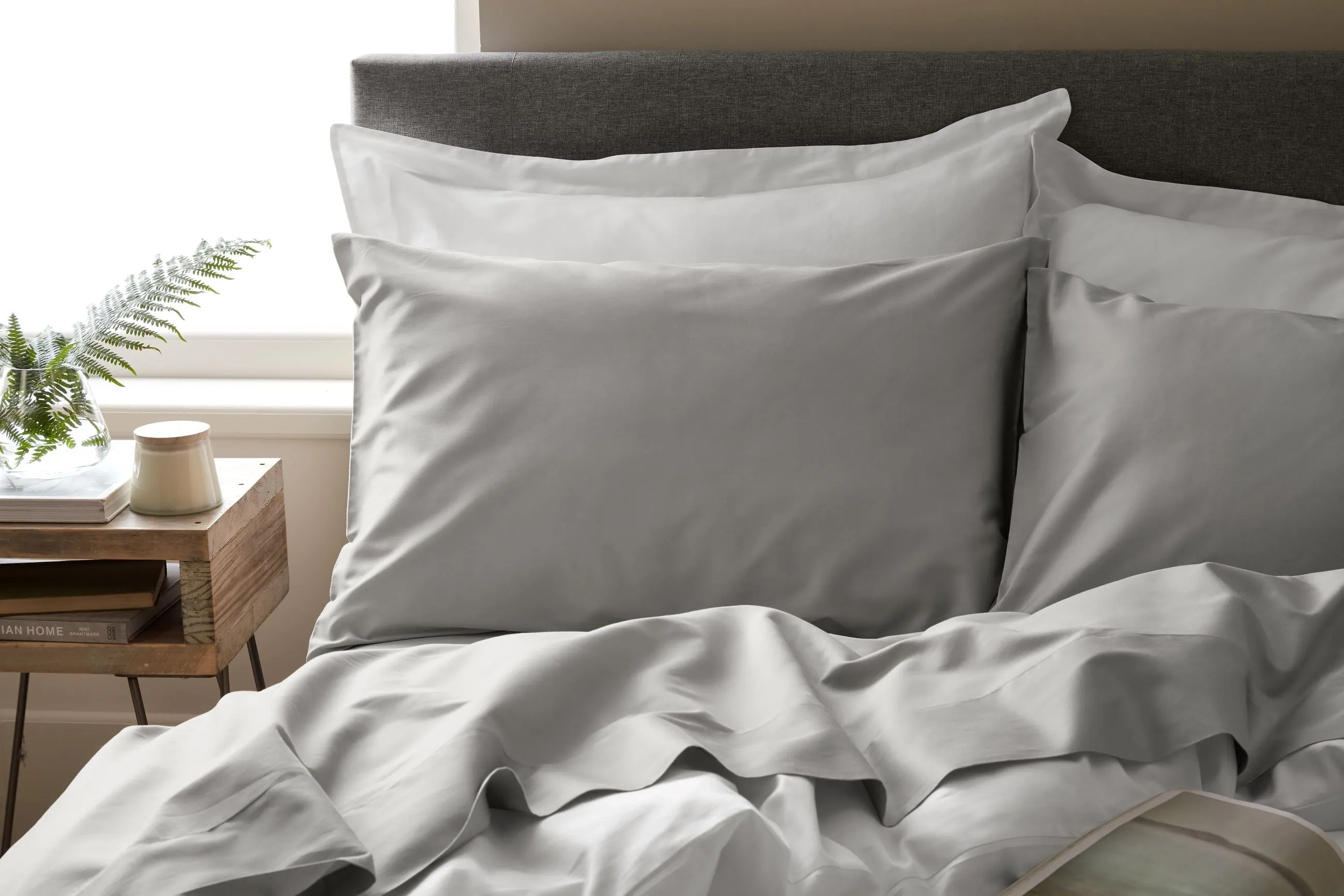 Light Grey Duvet Cover Set: 1 Duvet Cover & 2 Pillow Cases, 100% Organic Cotton