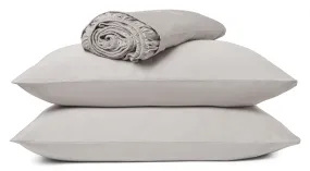 Light Grey Fitted Sheet Set: 1 Fitted Sheet & 2 Pillow Cases: 100% Organic Cotton