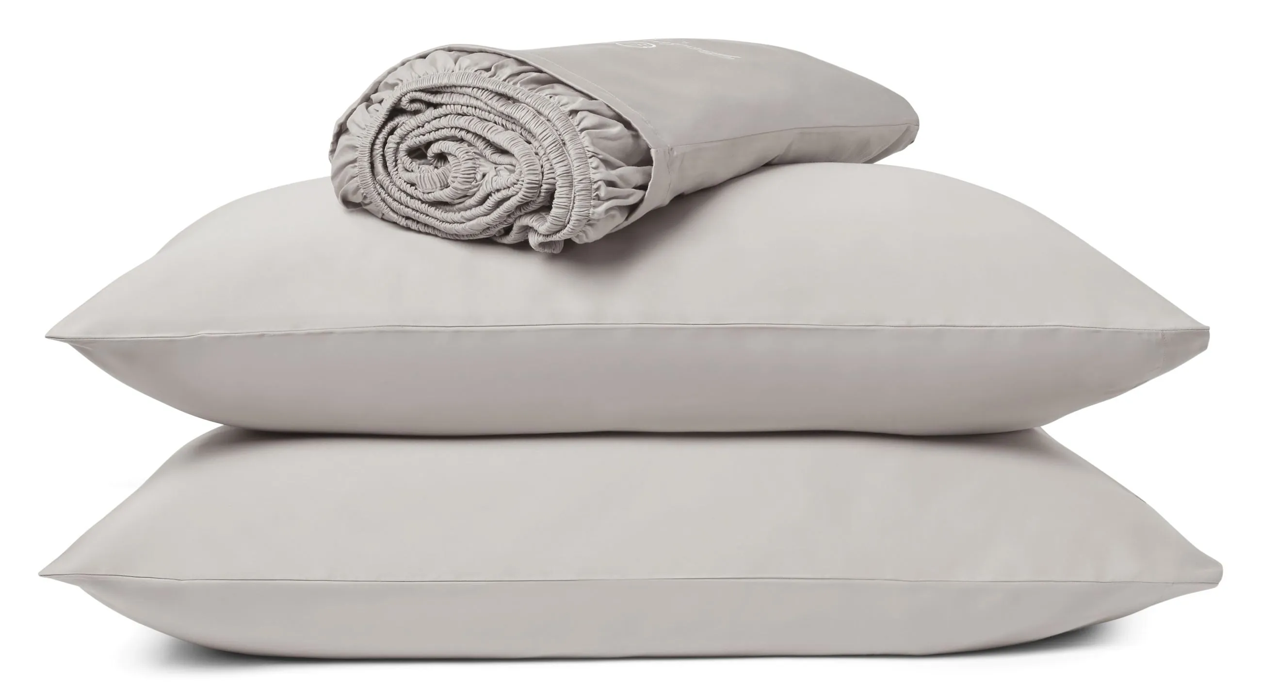 Light Grey Fitted Sheet Set: 1 Fitted Sheet & 2 Pillow Cases: 100% Organic Cotton
