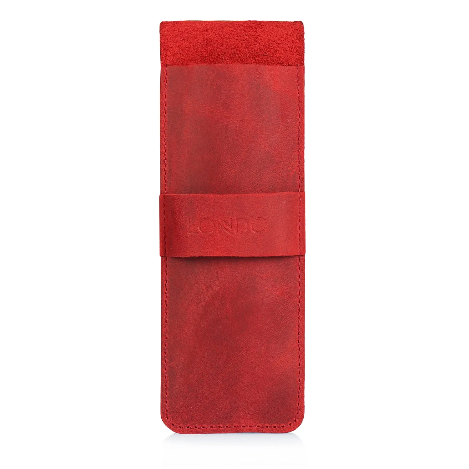 Londo Top Grain Leather Pen and Pencil Case with Tuck in Flap