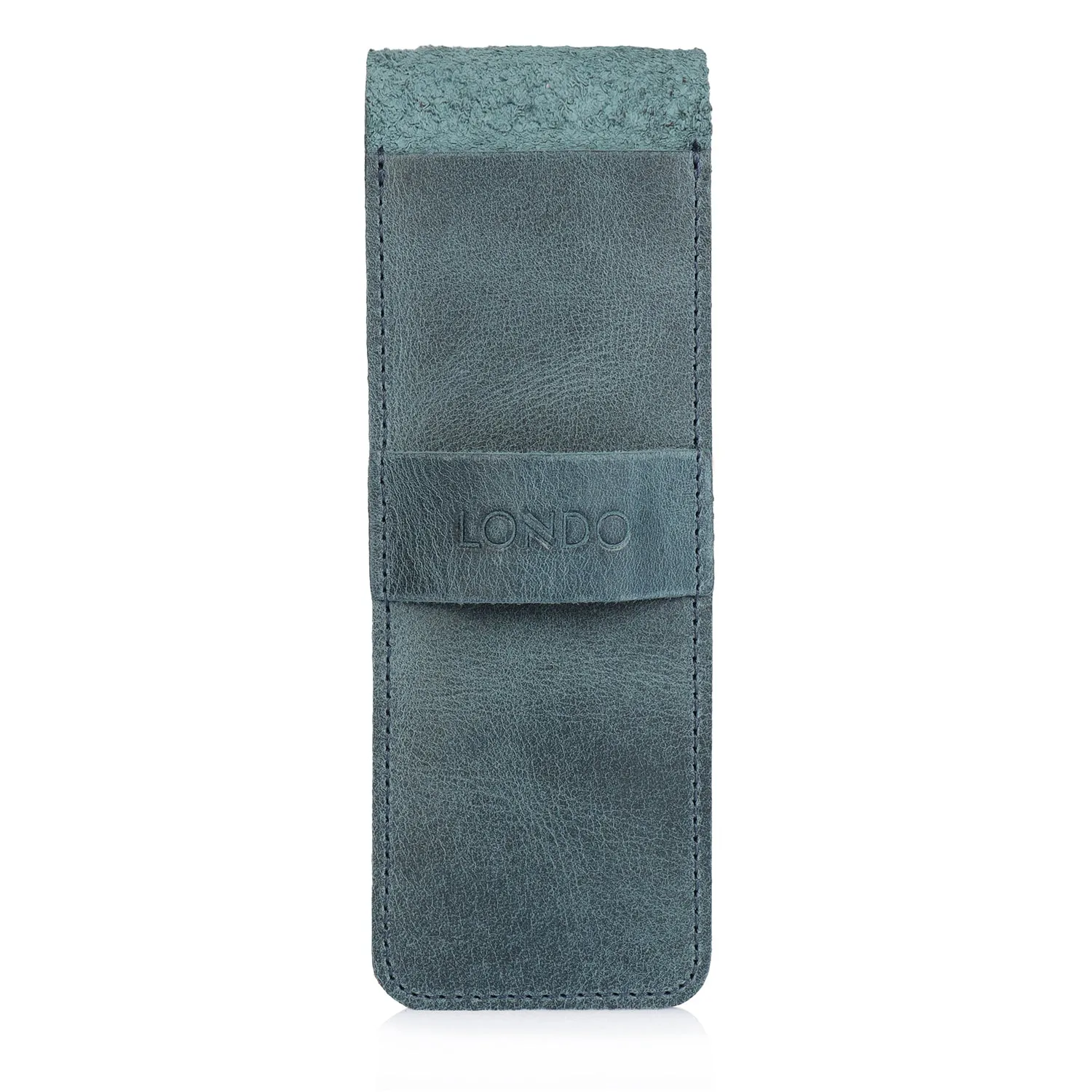 Londo Top Grain Leather Pen and Pencil Case with Tuck in Flap