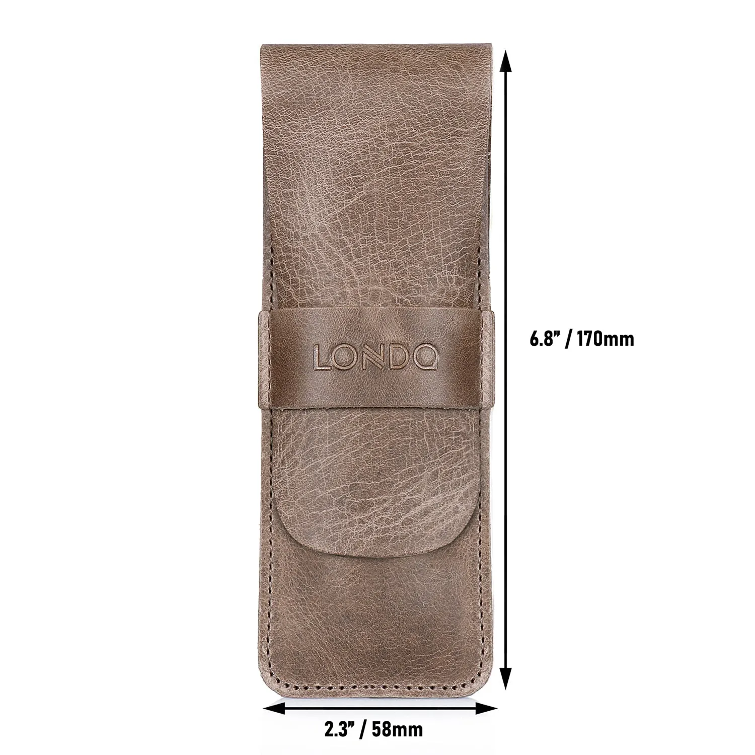 Londo Top Grain Leather Pen and Pencil Case with Tuck in Flap