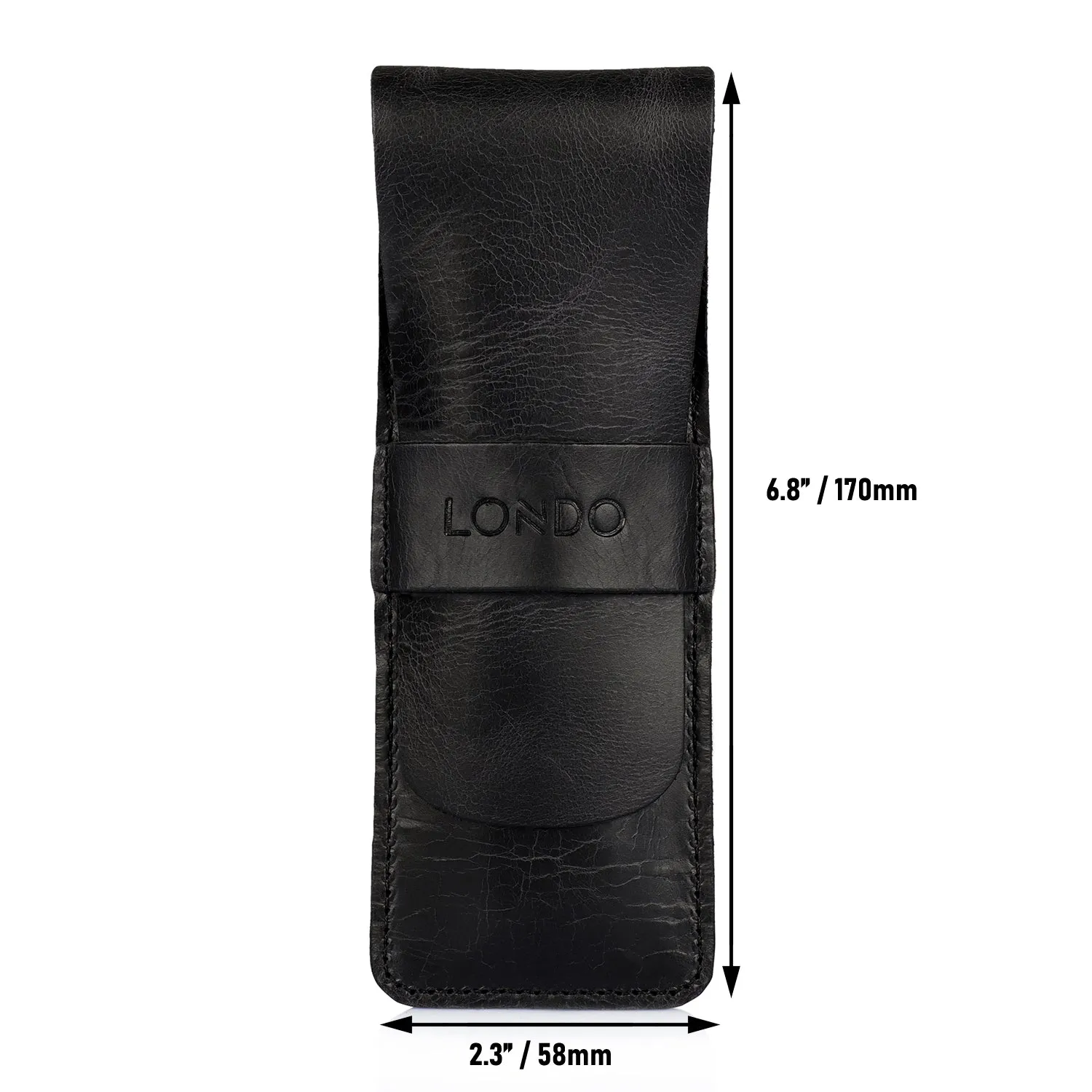 Londo Top Grain Leather Pen and Pencil Case with Tuck in Flap