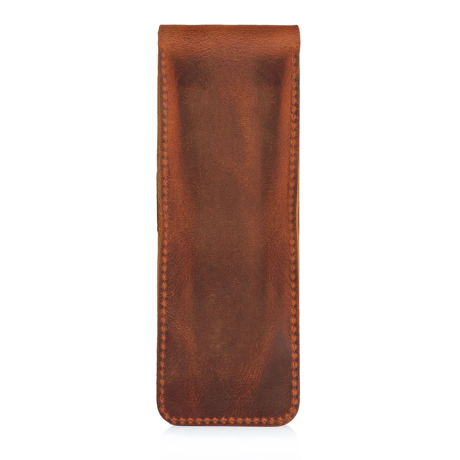 Londo Top Grain Leather Pen and Pencil Case with Tuck in Flap