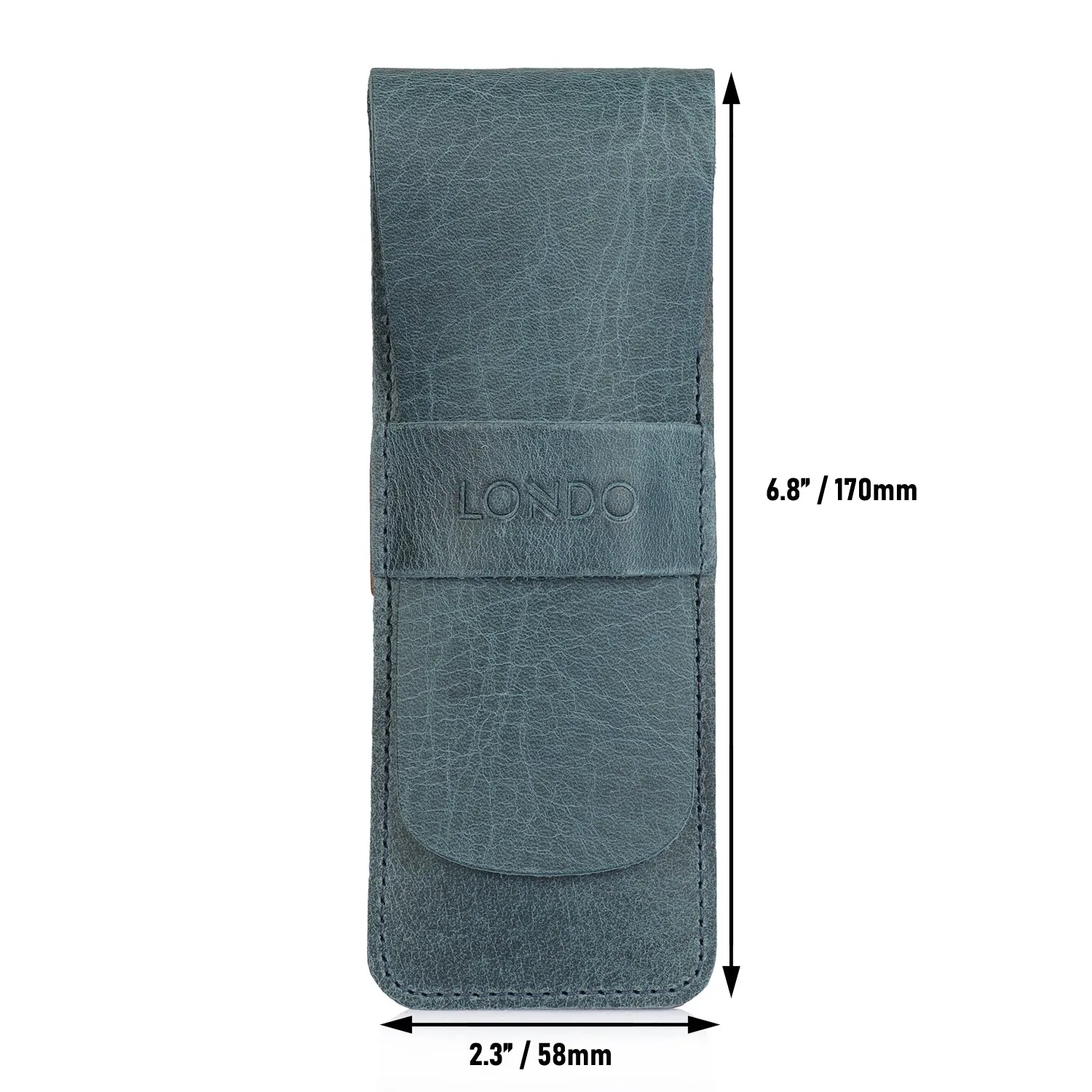 Londo Top Grain Leather Pen and Pencil Case with Tuck in Flap