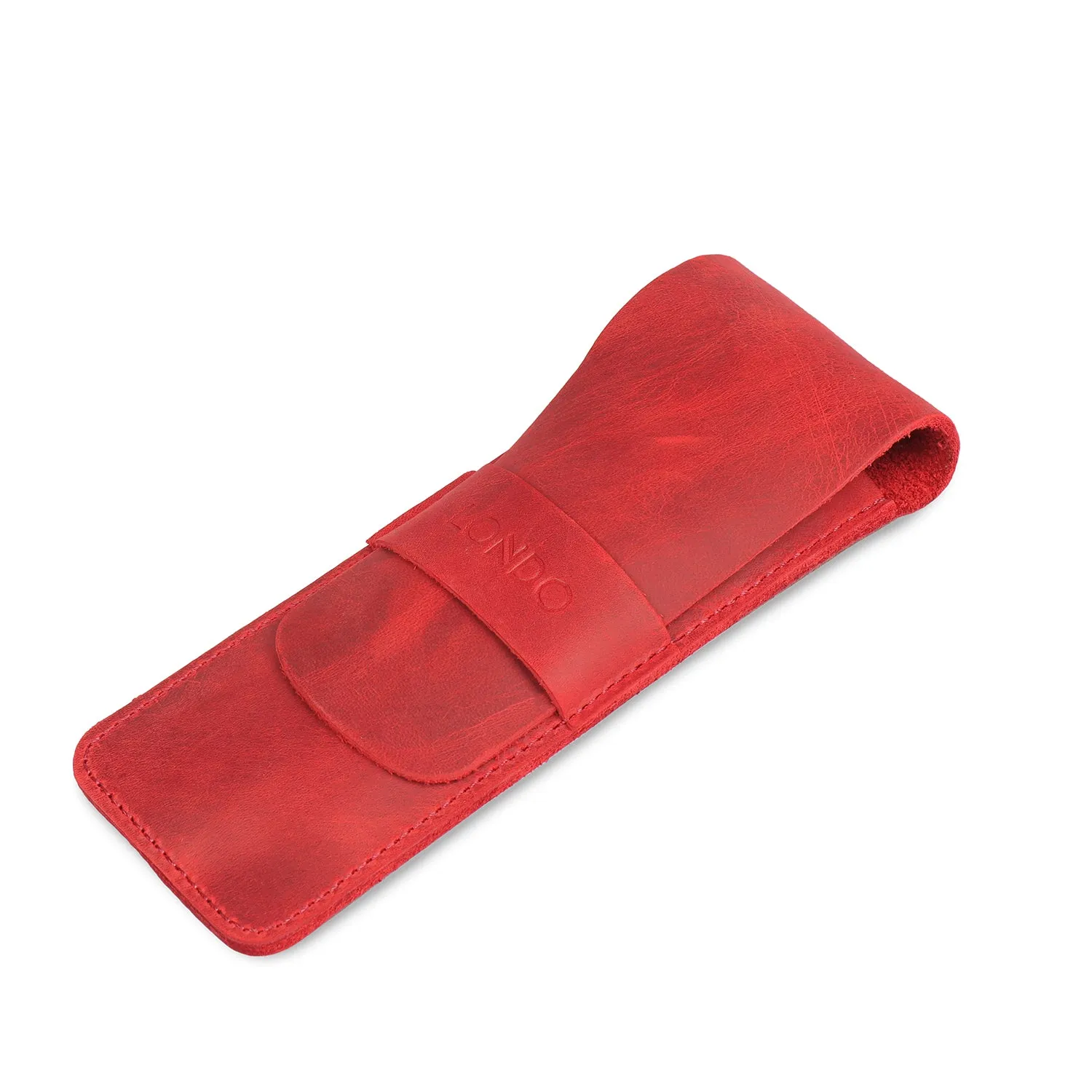 Londo Top Grain Leather Pen and Pencil Case with Tuck in Flap