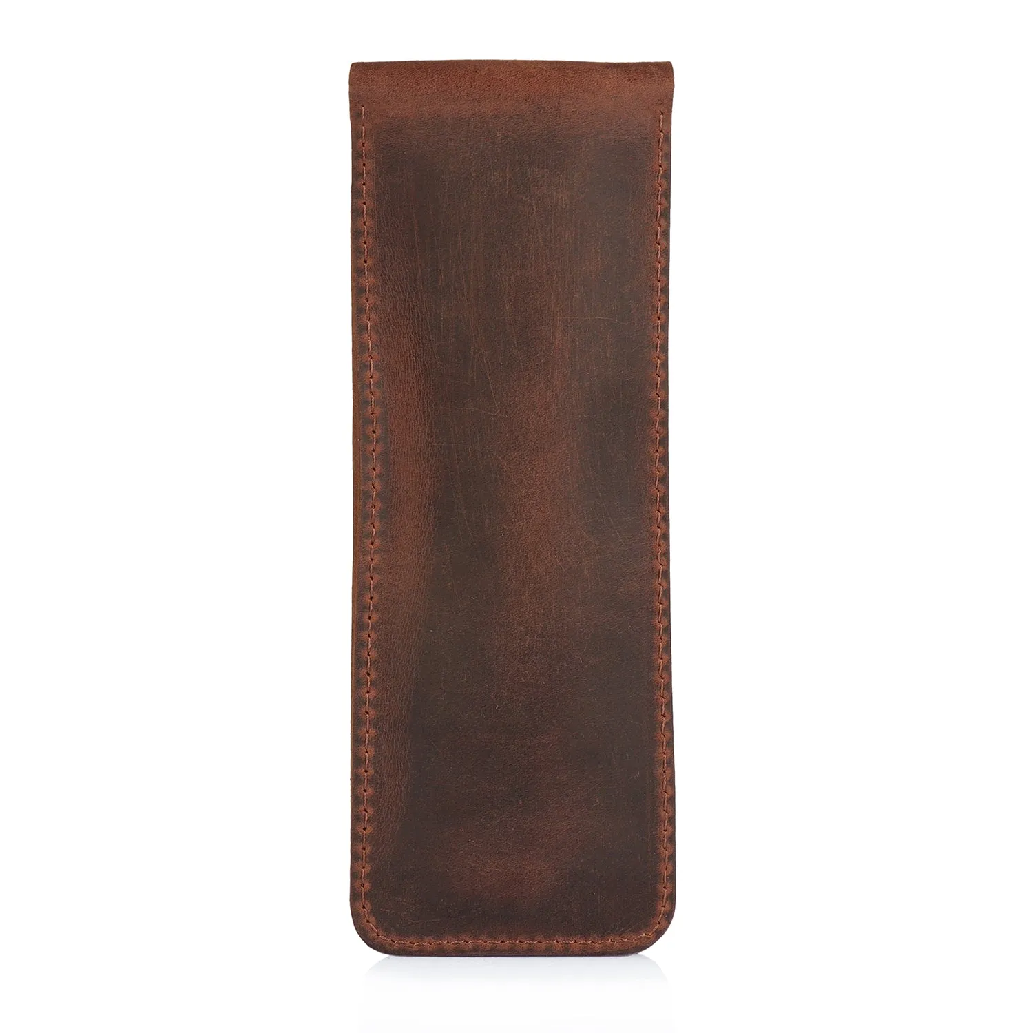 Londo Top Grain Leather Pen and Pencil Case with Tuck in Flap