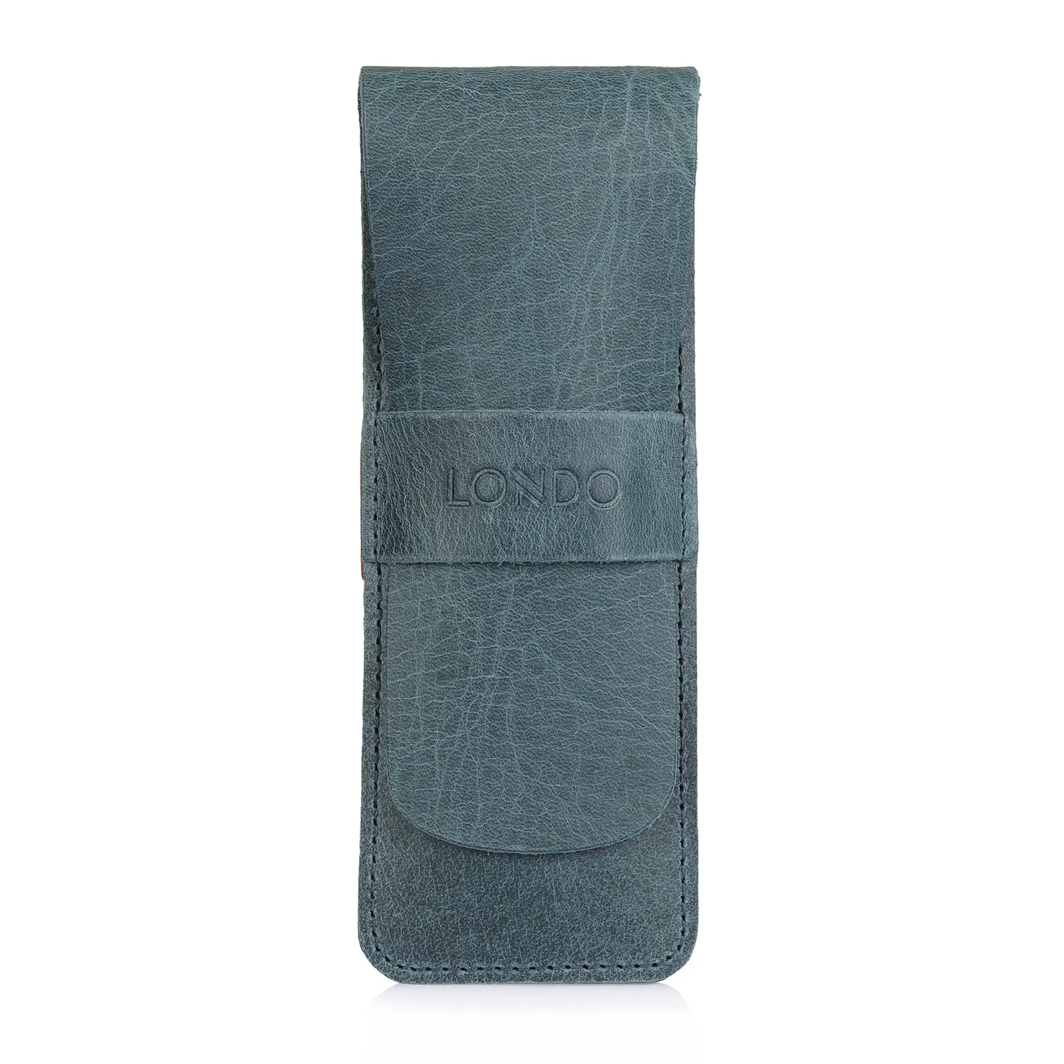Londo Top Grain Leather Pen and Pencil Case with Tuck in Flap