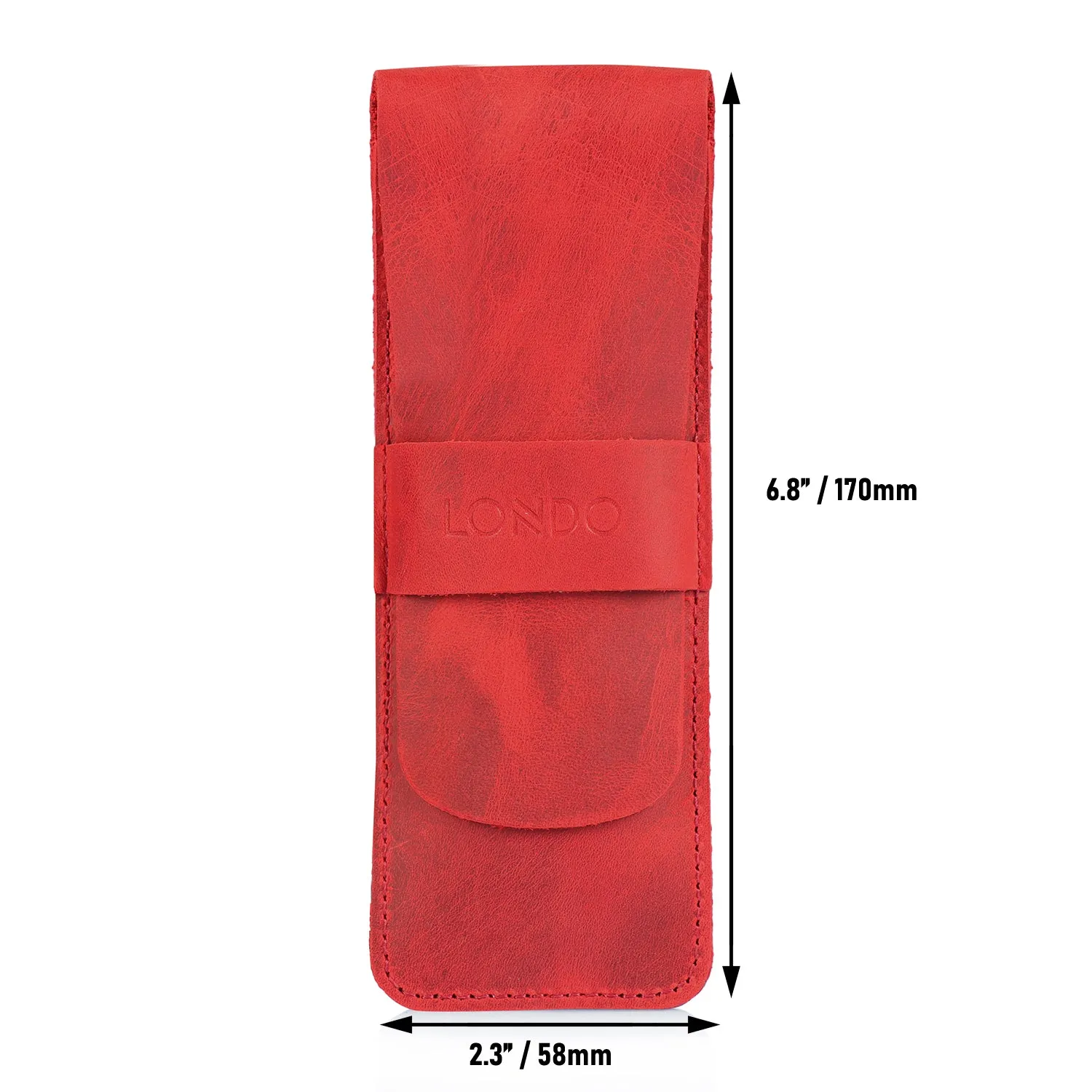 Londo Top Grain Leather Pen and Pencil Case with Tuck in Flap