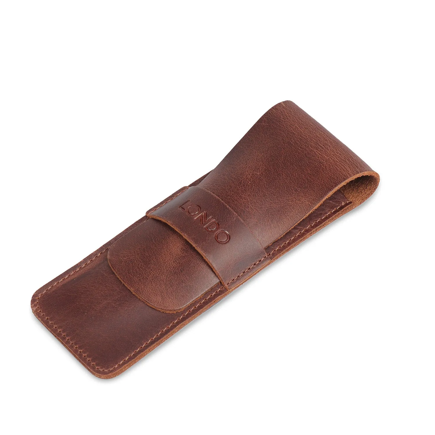 Londo Top Grain Leather Pen and Pencil Case with Tuck in Flap