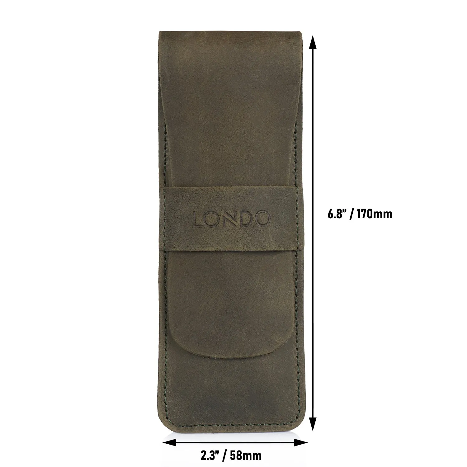 Londo Top Grain Leather Pen and Pencil Case with Tuck in Flap