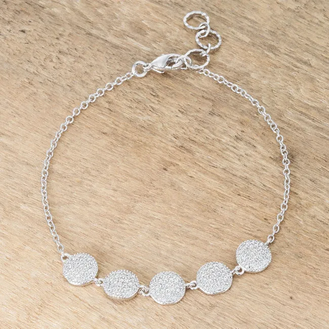 LOVCIA Jewelry Rhodium Pave Disc Bracelet with 0.8ct CZ Stones