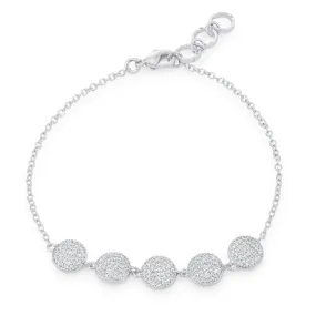 LOVCIA Jewelry Rhodium Pave Disc Bracelet with 0.8ct CZ Stones