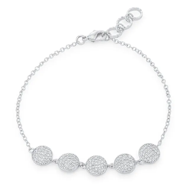 LOVCIA Jewelry Rhodium Pave Disc Bracelet with 0.8ct CZ Stones
