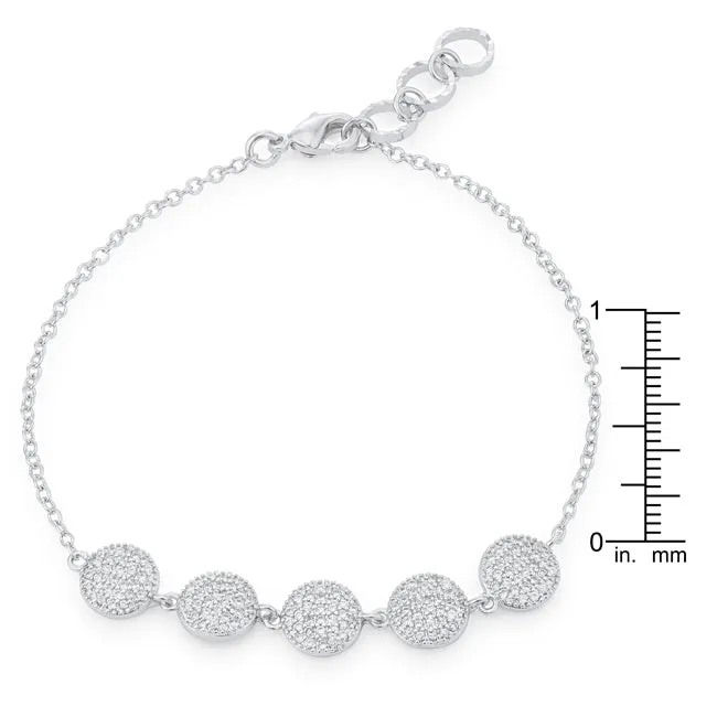LOVCIA Jewelry Rhodium Pave Disc Bracelet with 0.8ct CZ Stones
