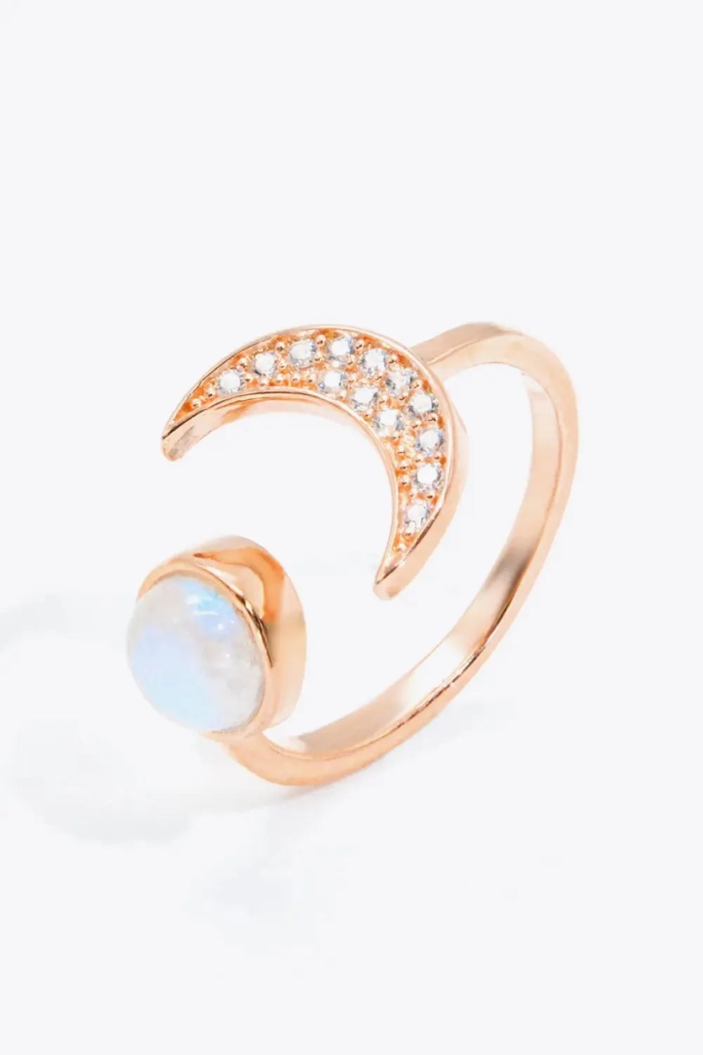 LOVCIA Natural Moonstone and Zircon Sun & Moon Open Ring