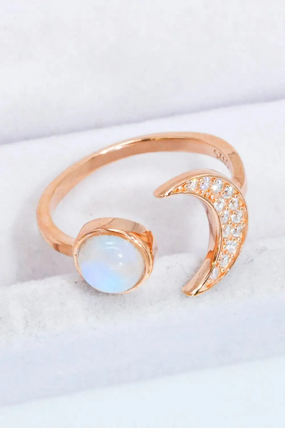 LOVCIA Natural Moonstone and Zircon Sun & Moon Open Ring