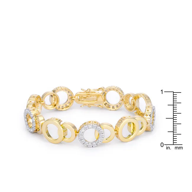 LOVCIA Two Tone 7 Inch Bijoux Circle Bracelet with Cubic Zirconia