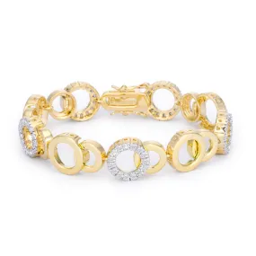LOVCIA Two Tone 7 Inch Bijoux Circle Bracelet with Cubic Zirconia