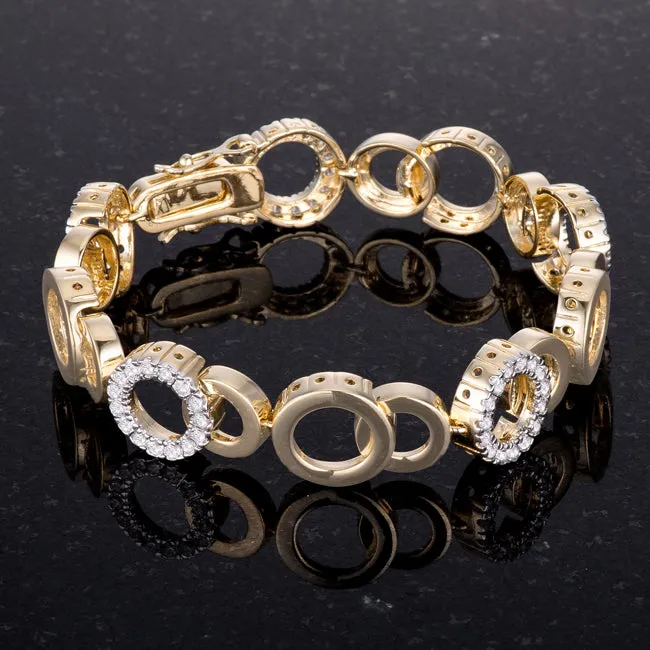 LOVCIA Two Tone 7 Inch Bijoux Circle Bracelet with Cubic Zirconia