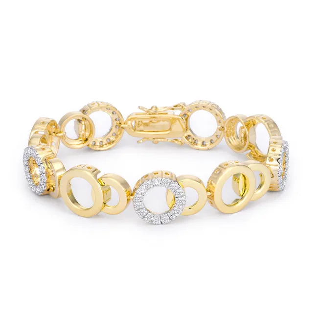LOVCIA Two Tone 7 Inch Bijoux Circle Bracelet with Cubic Zirconia