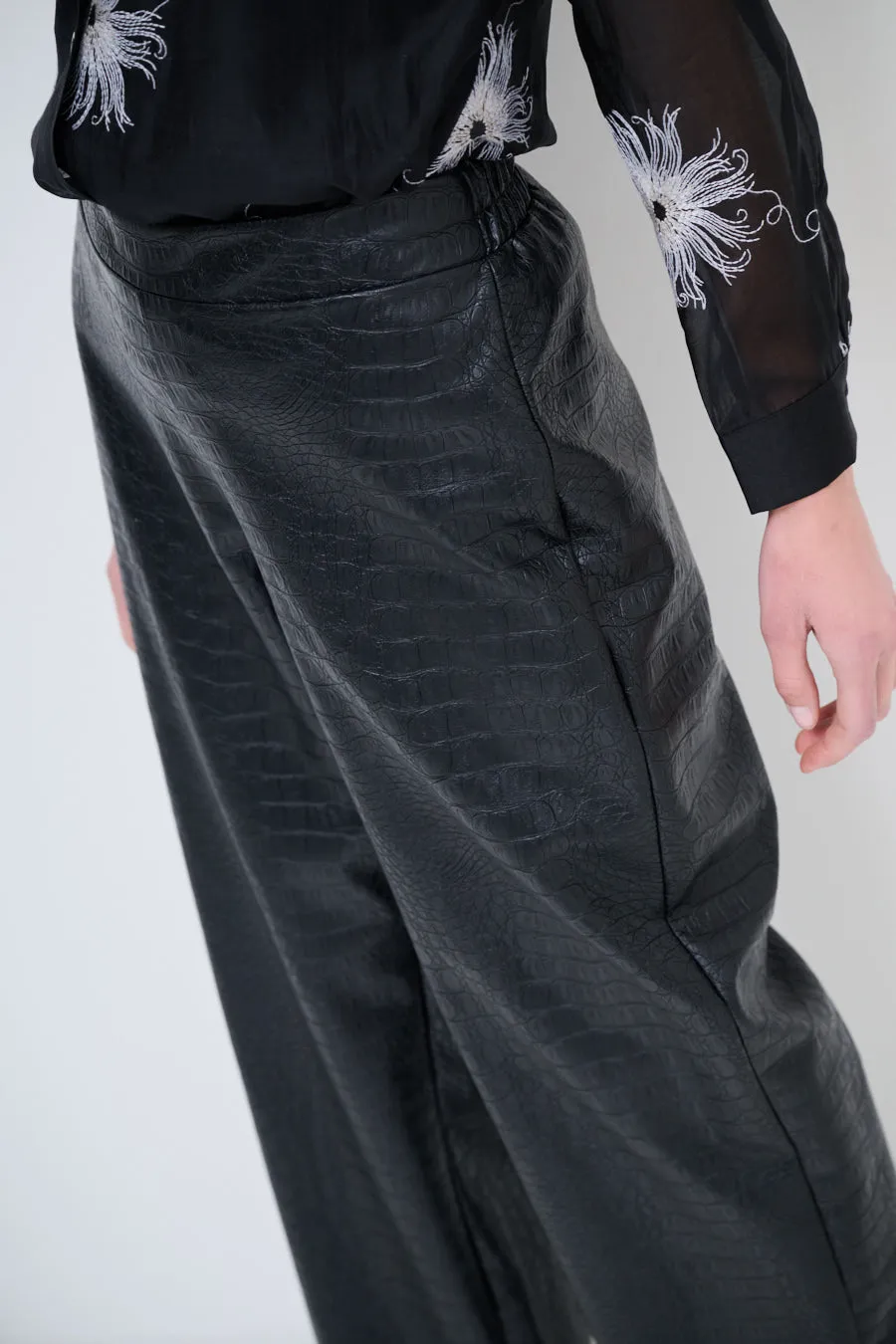 Luxe faux-leather pants with textured finish wholesale