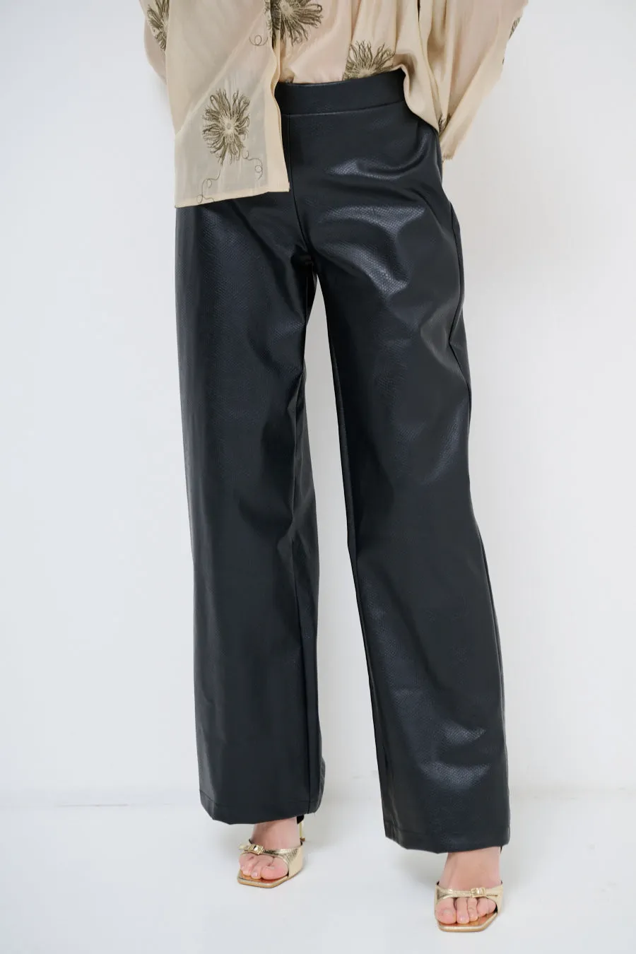 Luxe faux-leather pants with textured finish wholesale