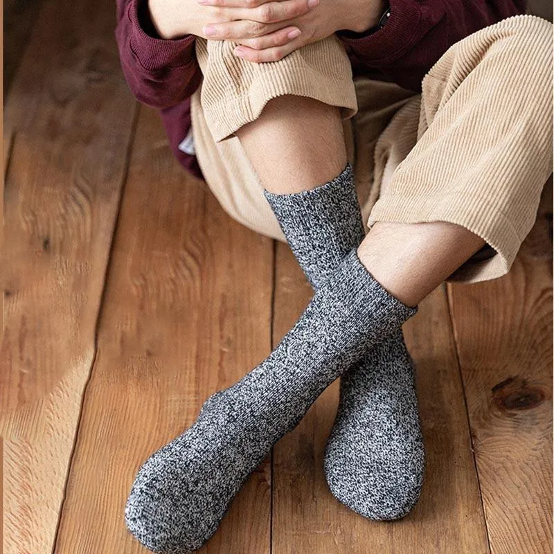 Mens Winter Cozy Wool Crew Socks Super Warm Athletic Outdoor Thick Socks Set 6 Pairs