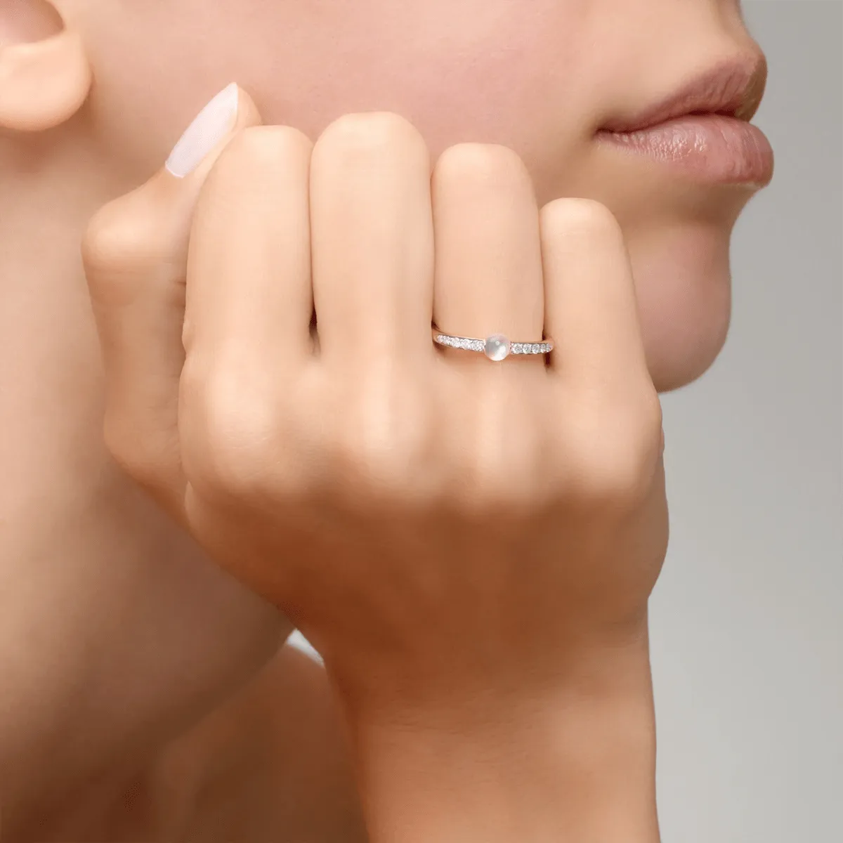 Moonstone and Diamond M'Ama Non M'Ama Ring