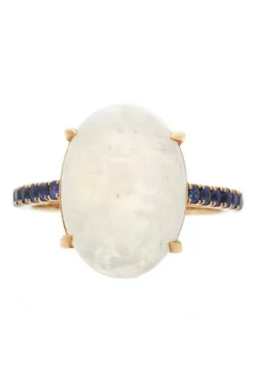 Moonstone and Sapphire Globe Ring
